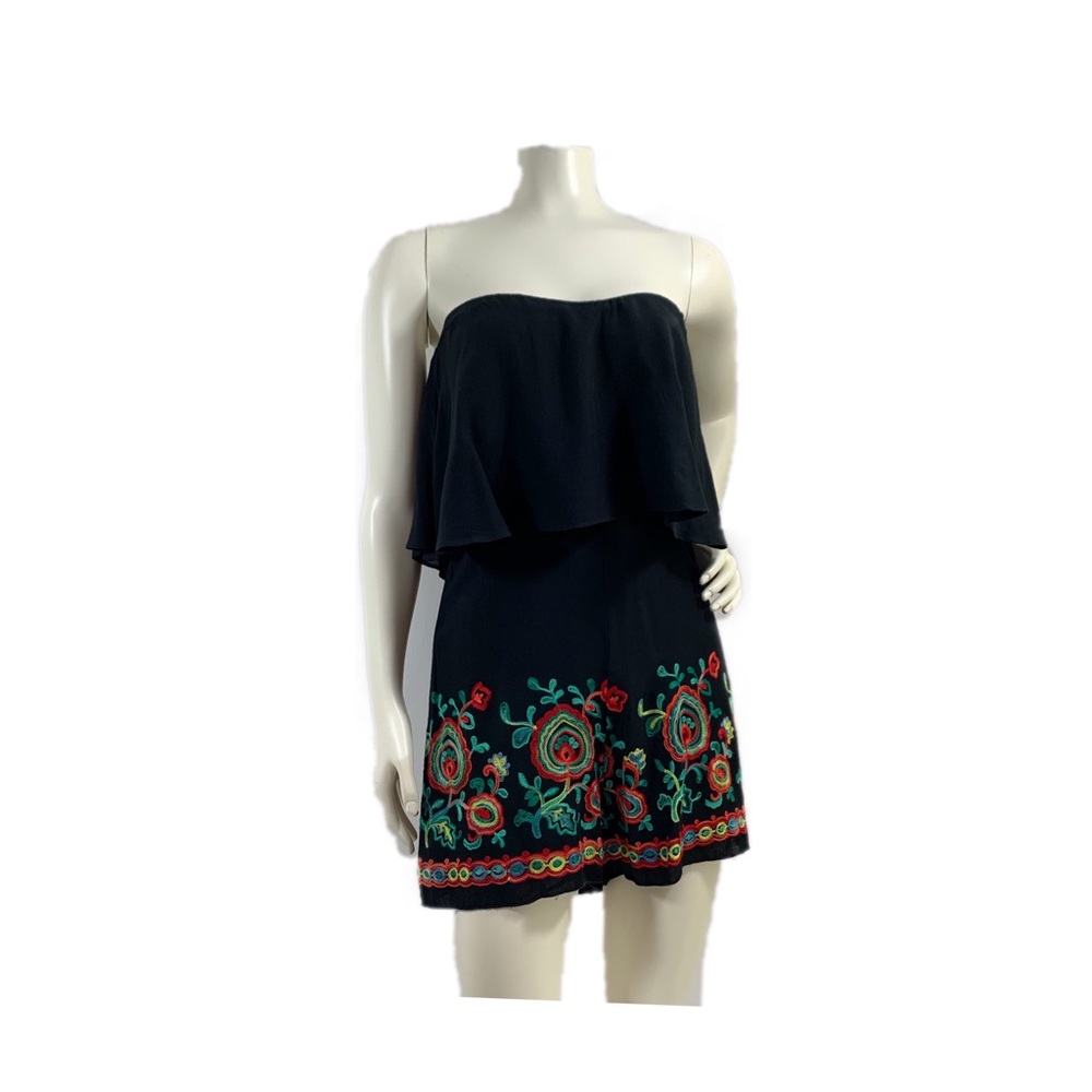 Gianni Bini Black Embroidered Romper Sz M